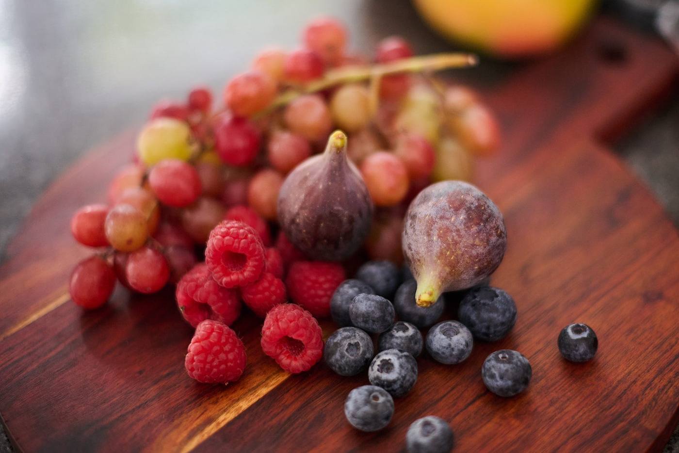 Seasonal fruit — figs, grapes and berries