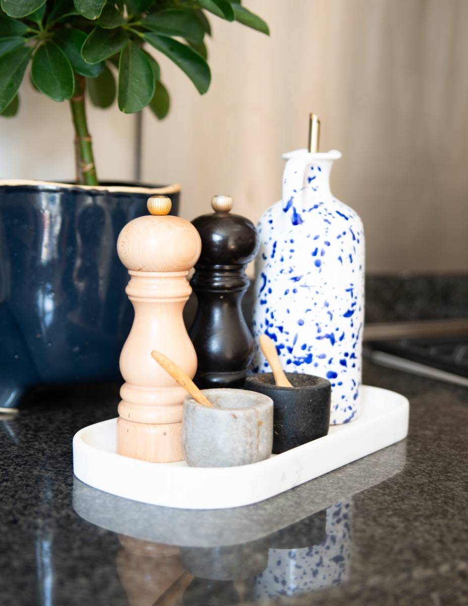 White ceramics on a tray